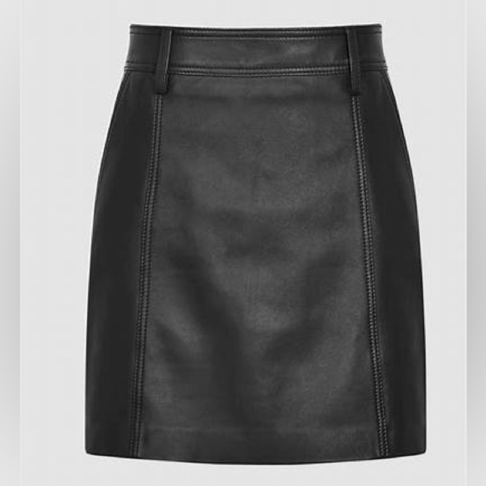 Reiss Eliza Leather Mini Skirt in Black, NWT
